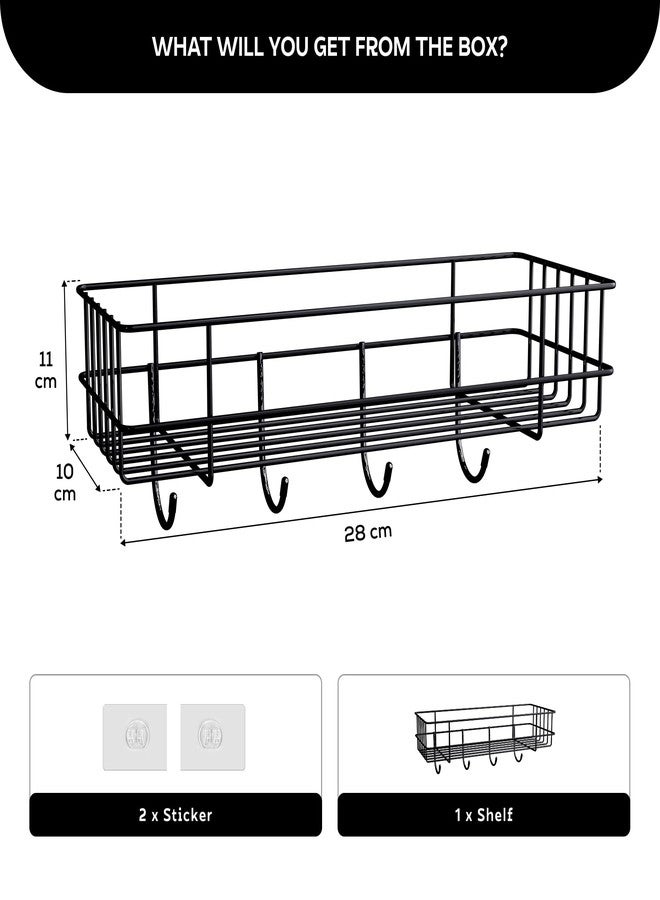 MIORAH Self Adhesive Bathroom Shelf | Wall Mounted Storage Organizer | No Drill Bathroom Shelves for Washroom | Space Saving Adhesive Wall Shelves (Pack of 1) - Image 2